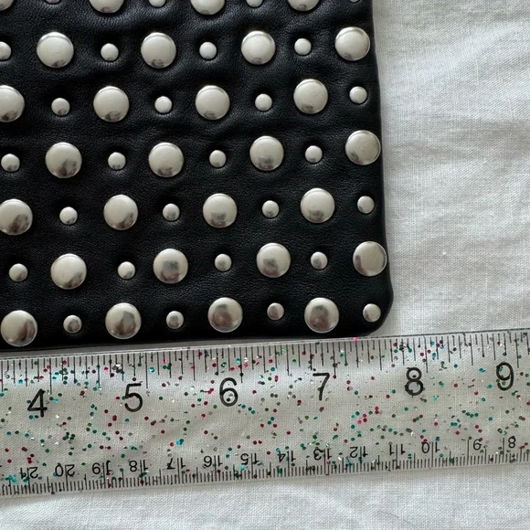 Clare V Black Leather Wallet Clutch with silver studs NWOT - Picture 7 of 8